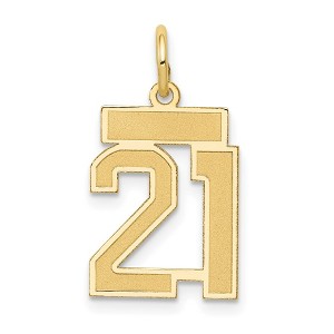 Black Bow Jewelry 14k Yellow Gold, Jersey Collection, Small Number 21 Pendant - 1 of 4