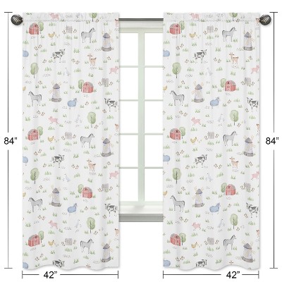 Farm Animals Multicolor Sheer Polyester Nursery Curtain Panels