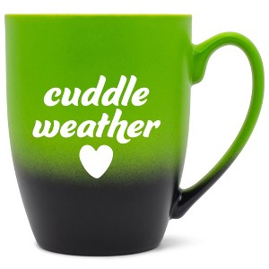 Elanze Designs Cuddle Weather Two Toned Ombre Matte Green and Black 12 ounce Ceramic Stoneware Coffee Cup Mug - 1 of 4