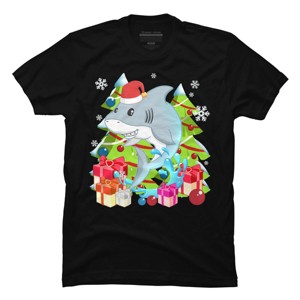 Men's Design By Humans Funny Santa Shark Christmas T-Shirt By thebeardstudio T-Shirt - 1 of 4