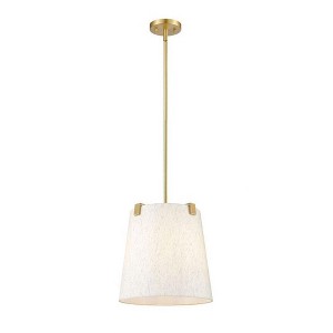 Weston 3-Light Pendant - Dimmable Steel Fixture with Cream Fabric Shade, 13" x 13" - 1 of 4