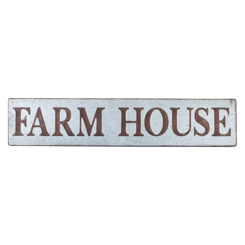 Farmhouse Metal Sign Wall decor Brown/Blue - Olivia &#38; May, 4 of 6