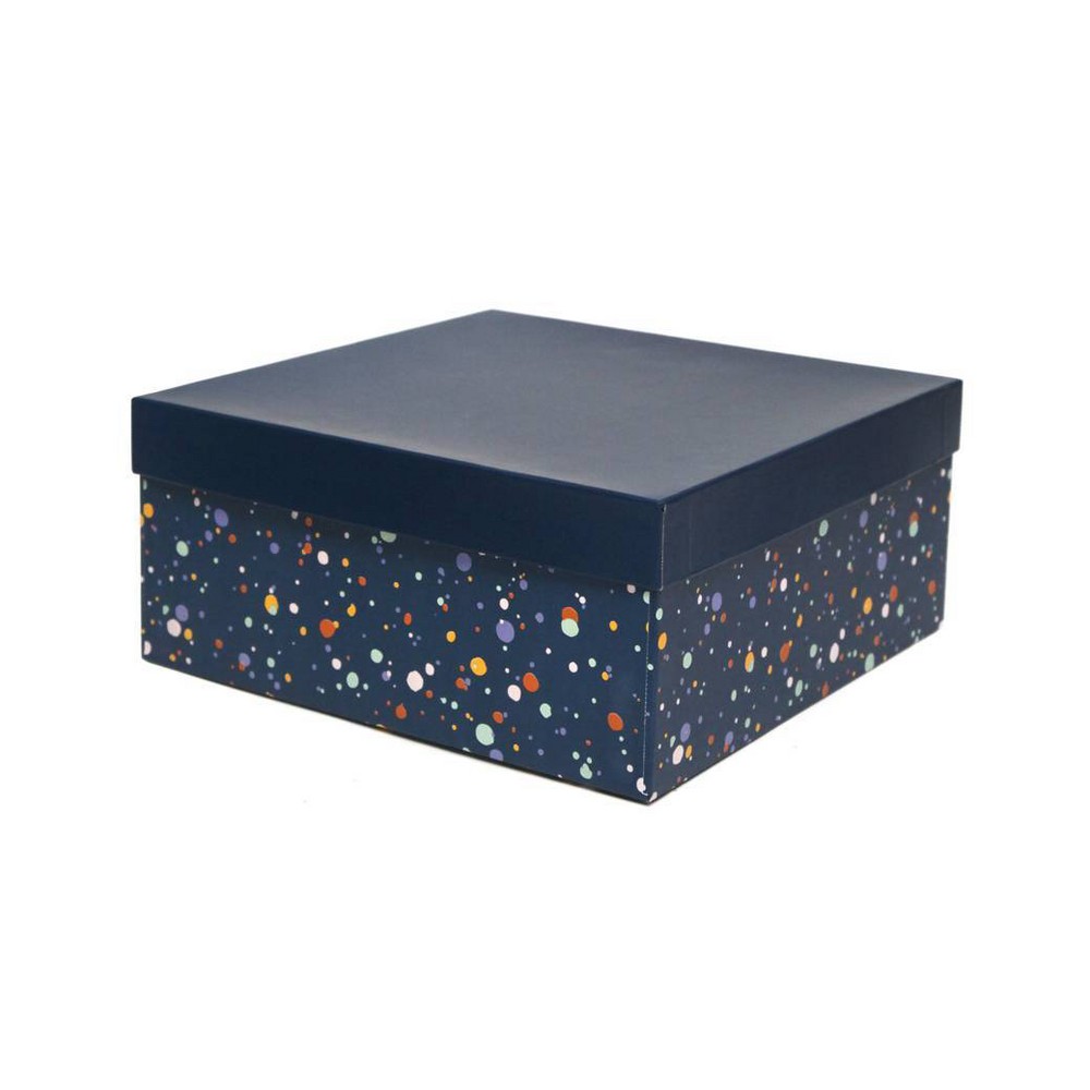Square Box Splatter Dots on Navy - Spritz