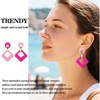 Neon Pink Geometric Earrings - 80s Inspired Acrylic Drop Design for Vintage Halloween & Costume Parties - 3 of 4