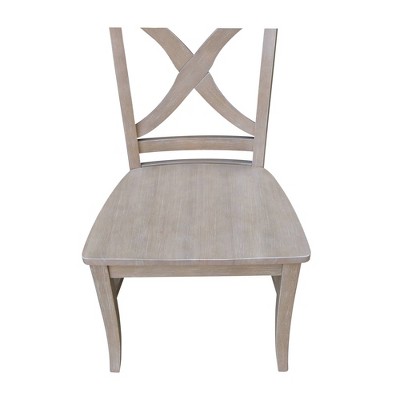 Vineyard Washed Gray Taupe Solid Wood Cross-Back Side Chair