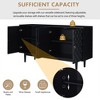 Modern 4-Door Sideboard With Convex Pattern Doors And 2 Silver Handles, Farmhouse Sideboard Storage Cabinet For Living Room Dining Room Kitchen - 4 of 4