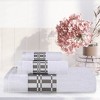100% Cotton Medium Weight Geometric Border 3 Piece Assorted Bathroom Towel Set by Blue Nile Mills - 2 of 4