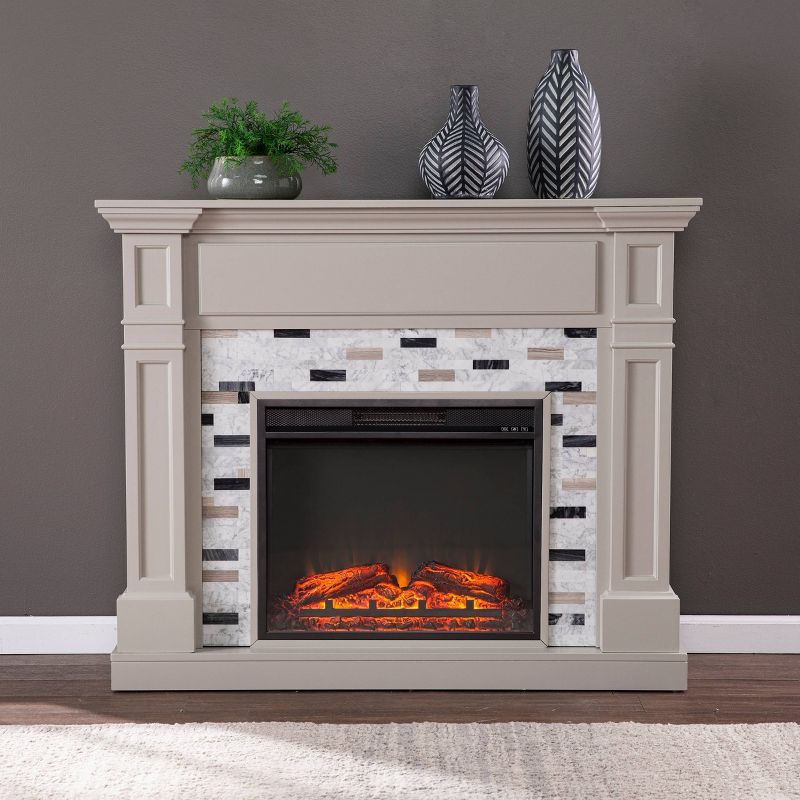 Talsham Fireplace with Marble Surround Gray - Aiden Lane, 5 of 15