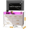 Jojoka Dresser for Bedroom with LED Light & Charging Station, 8 Drawers Wooden Dressers with Open Space - 2 of 4