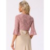 INSPIRE CHIC Women's Elegant Lace 3/4 Bell Sleeves Open Front Evening Shrug - 3 of 4