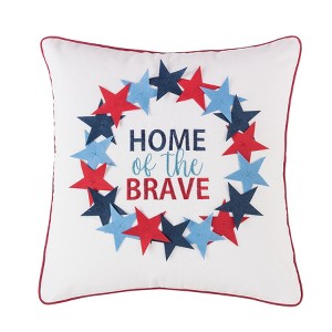 C&F Home 18" x 18" Patriotic "Home Of The Brave" Wreath Pattern Applique Accent Throw - 1 of 2