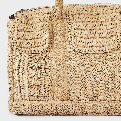 A New Day Straw Satchel Tote Bag - A New Day™ Natural — фото 5