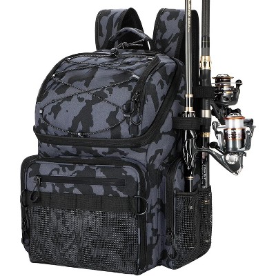 Cooler Fishing Backpack with Rod Holders 45L Large Water-resistant Fishing Tackle bag Store Fishing