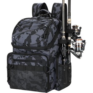 Cooler Fishing Backpack with Rod Holders 45L Large Water-resistant Fishing Tackle bag Store Fishing - 1 of 4