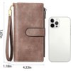 Clotth Womens Large Capacity RFID Blocking Wallet with Removable Wrist Strap –PU Leather Bifold Credit Card Holder & Travel Clutch for Daily Use - 2 of 4