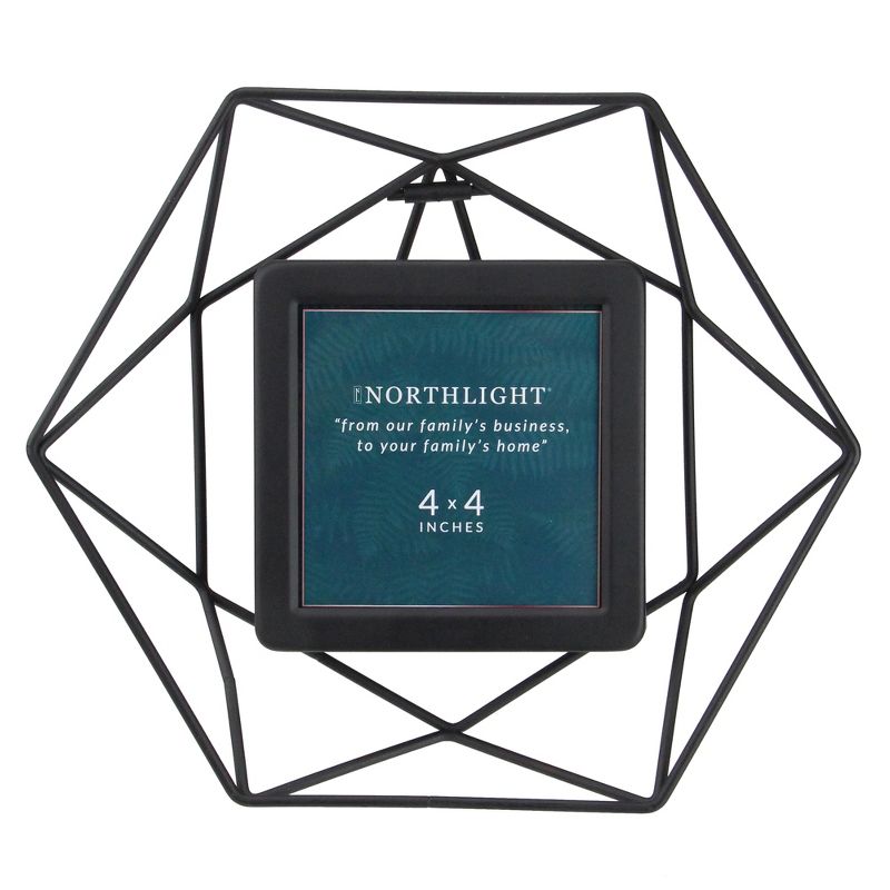 Northlight 8" Contemporary Hexagonal 4" x 4" Photo Picture Frame - Black, 1 of 7