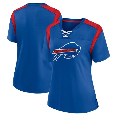 Nfl Buffalo Bills Women s Short Sleeve Lace Up V neck Fashion Jersey Target