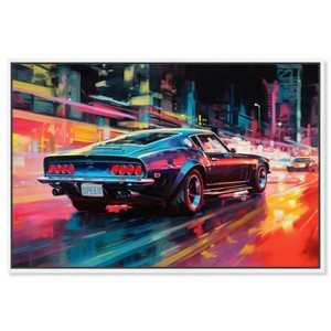 Notoriart Classic Night Drive Car Wall Art Framed - 1 of 4