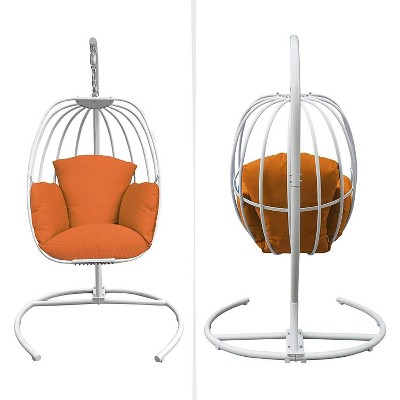 Indoor Outdoor Hanging Egg Swing Chair with Cushion and C Stand; Egg Shaped Hanging Swing Chair; Egg-Shaped Hammock Swing Chair Single Seat