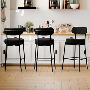 DYHOME Bar Stools Set of 3, 27 Inches Counter Height Kitchen Bar Stools with Back, Modern Metal Tall Bar Stools for Kitchen Island - 1 of 4