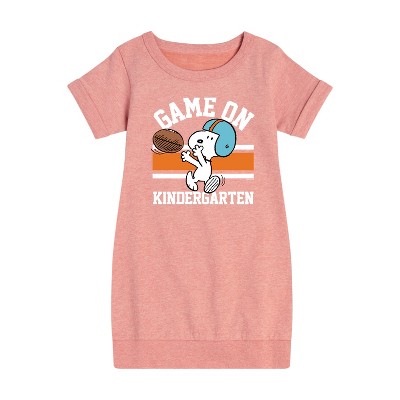 Girls' - Peanuts - Game On Kindergarten Graphic Short Sleeve Fleece Dress