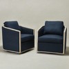 KINWELL 31"W Oak Frame Upholstered Swivel Barrel Armchair, Set of 2 - 2 of 4