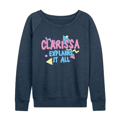 Women's - Clarissa Explains It All - Make Me Want to Barf Lightweight French Terry Wide Neck Long Sleeve Shirt