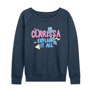 Women's - Clarissa Explains It All - Make Me Want to Barf Lightweight French Terry Wide Neck Long Sleeve Shirt - 1 of 4