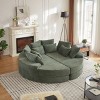 78.5'' Convertible Corduroy Round Sofa Bed, 2-in-1 Oversized Lounge Recliner with Neck & Throw Pillows, Ready to Use-3irtyhousy - 2 of 4