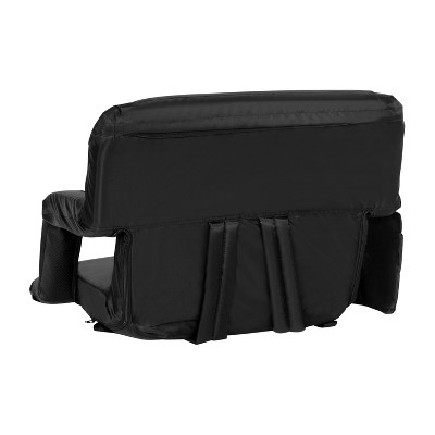 Black Extra Wide Reclining Portable Stadium Chair with Armrests