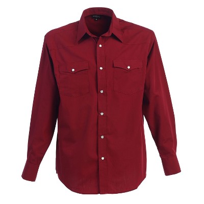 Gioberti Men's Solid Long Sleeve Western Shirt with Pearl Snap-on Buttons