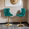 Golden Swivel Velvet Barstools Adjusatble Seat Height from 25-33 Inch, Modern Upholstered Bar Stools with Backs Comfortable Tufted - Leovsnove - 3 of 4