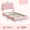 Velvet Upholstered Bed Frame with Storage Headboard, Kids Platform Bed - 2 of 4