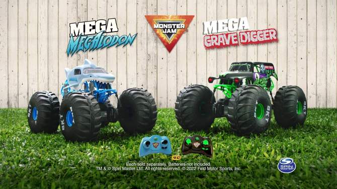 Monster Jam Official Mega Megalodon All-Terrain Remote Control Monster Truck with Lights - 1:6 Scale, 2 of 12, play video