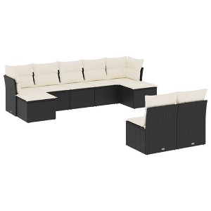 vidaXL Garden Sofa Set Black Poly Rattan 9 Piece Modular - 1 of 4