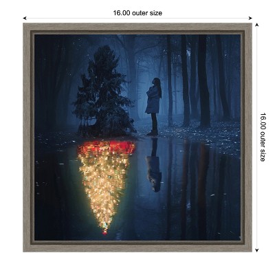 Hope of Christmas Framed Canvas Print with Greywash Frame