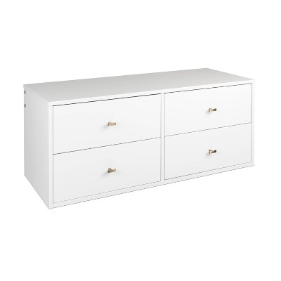 Serenity White Floating Dresser with Brushed Brass Knobs