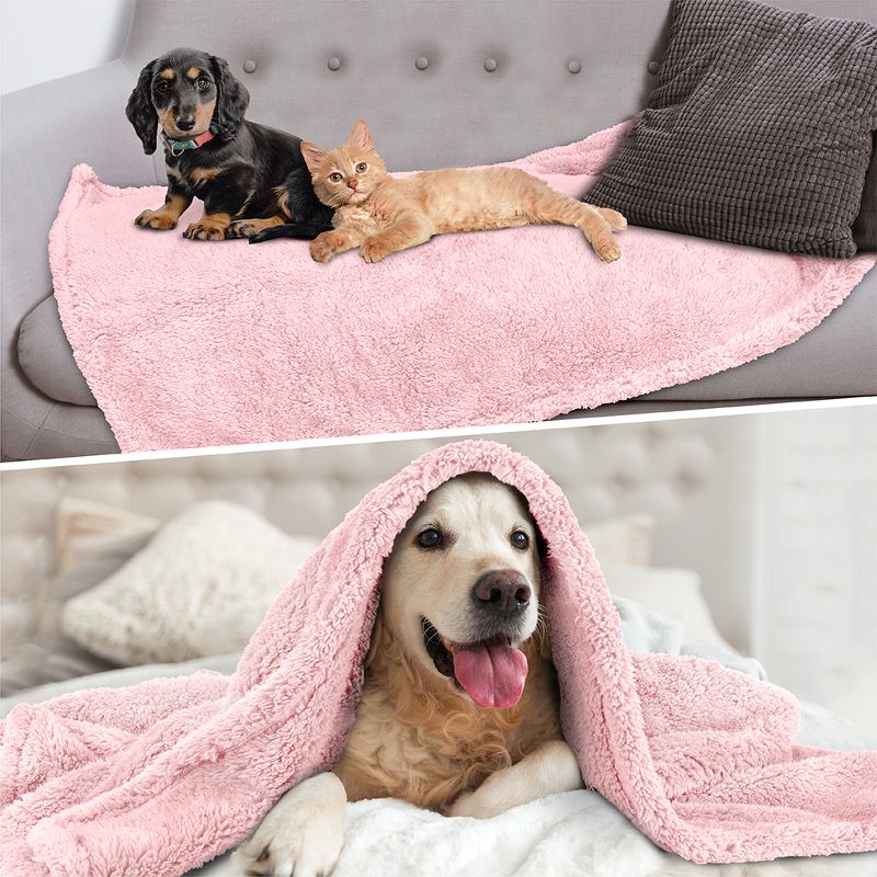 PetAmi Fluffy Dog Blanket for Pet Cat Puppy Kitten, Faux Shearling Soft Fleece Throw, Plush Reversible Washable Couch Cover, 2 of 8