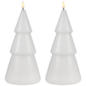 Northlight LED Flameless Flickering Christmas Tree Wax Candles - 10.5" - White - Set of 2 - 1 of 4