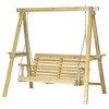Resenkos 2-Seat Swing Chair With Stand, Carbonized, Outdoor Relaxation, Garden, Fir Wood， Carbonized - 2 of 4