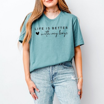Simply Sage Market Life Is Better With My Boys Heart Short Sleeve Tee - XL - Ocean