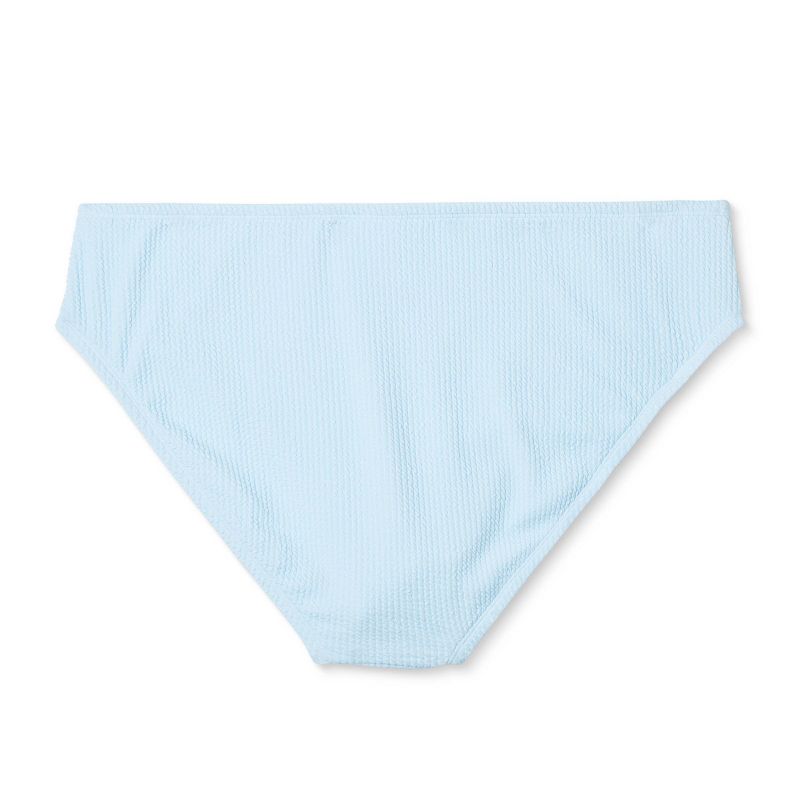 Women's Pucker Textured Mid Waist High Leg Cheeky Bikini Bottom - Wild Fable™ Light Blue, 5 of 6