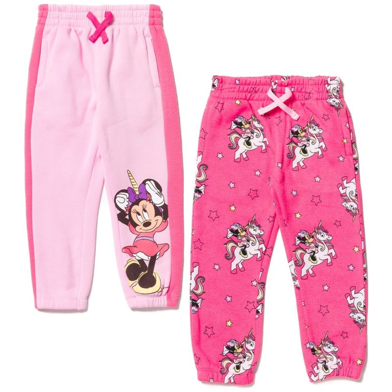Disney Minnie Mouse Girls Fleece 2 Pack Jogger Pants Little Kid to Big Kid, 1 of 8