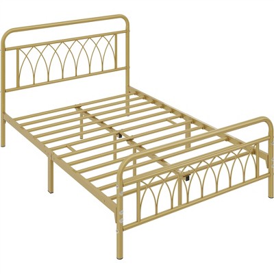 Yaheetech Metal Platform Bed Frame With Petal Accented Headboard And ...