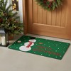 HomeRoots 17" X 29" Green White And Red Christmas Snowman Merry Christmas Outdoor Coir Door Mat - 2 of 4