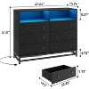 6 Drawer Dresser, 47.24'' Wide Chest of Drawer with Charging Station and LED Lights, for Bedroom, Living Room, Entryway, Black - 2 of 4