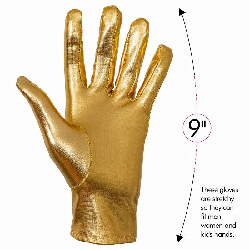 Skeleteen Womens Metallic Costume Gloves - Gold, 3 of 7