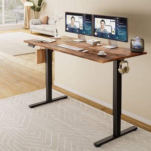 Sweetcrispy 63 Inches Electric Standing Desk with Memory Preset and T - Shaped Metal Bracket - Ergonomic Height Adjustable Desk for Home Office - 1 of 4