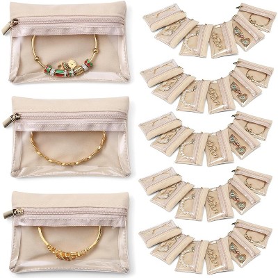 6-Piece Travel Jewelry Pouch Set, Clear Velvet Zipper Bags for Organized Storage, Gift for Women & Girls