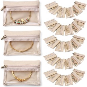 6-Piece Travel Jewelry Pouch Set, Clear Velvet Zipper Bags for Organized Storage, Gift for Women & Girls - 1 of 4